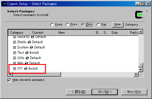 X Windows のインストール
