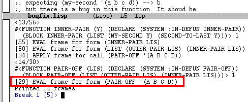 backtrace: EVAL (pair-off '(a b c d))