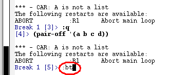 backtrace :bt